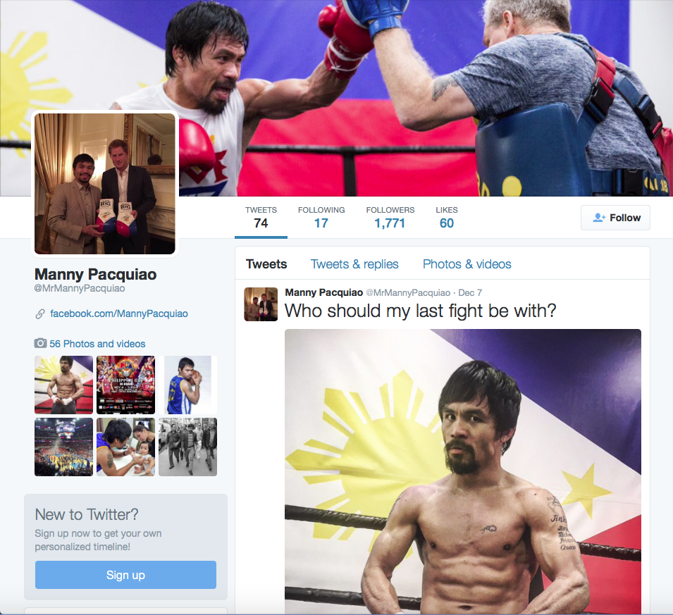 Manny Pacquiao's New Twitter account