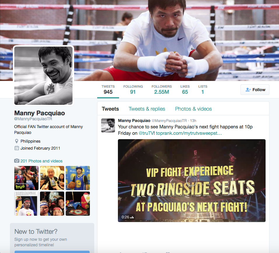 Manny Pacquiao's Fan Account on Twitter